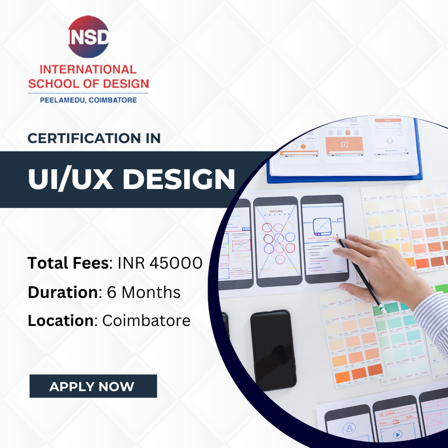 Certification Course in UI/UX Design at International School of Design, Coimbatore
